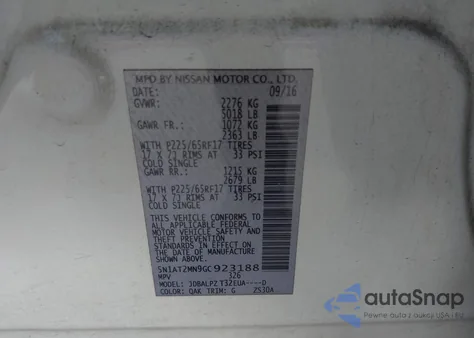 2016 Nissan Rogue S из США, поврежденный, VIN 5N1AT2MN9GC923188